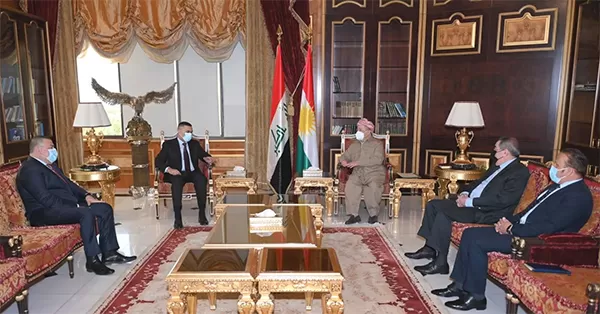 سەرۆك بارزانی پێشوازی لە پارێزگاری بەسڕا دەكات