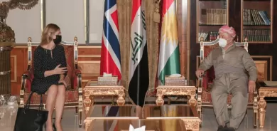 Serok Barzanî li gel balyoza Norwêjê civiya