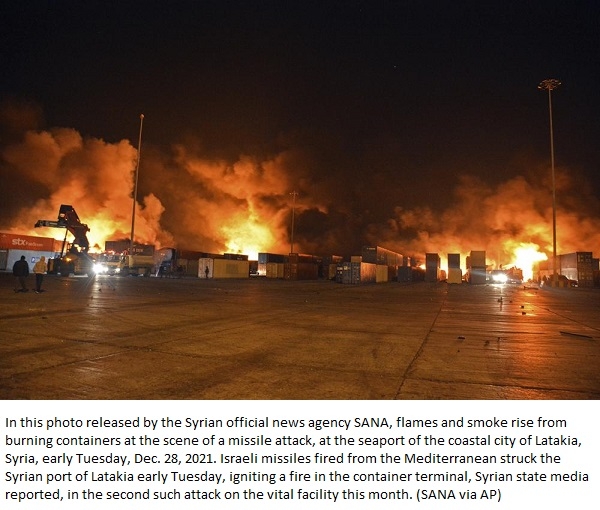 Fire contained after reported Israeli attack on Syrian port