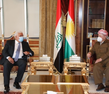 سەرۆك بارزانی پێشوازی لە سەرۆكی دەستەی حەشدی شەعبی دەكات