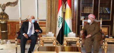 سەرۆك بارزانی پێشوازی لە سەرۆكی دەستەی حەشدی شەعبی دەكات