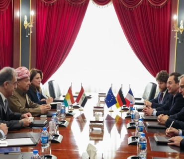 سەرۆک بارزانی پێشوازی لە شاندی ھاوبەشی هەردوو باڵیۆزی فەڕەنسا و ئەڵمانیا لە عێراق دەکات