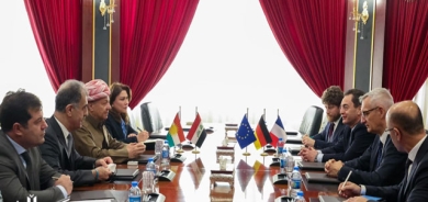 سەرۆک بارزانی پێشوازی لە شاندی ھاوبەشی هەردوو باڵیۆزی فەڕەنسا و ئەڵمانیا لە عێراق دەکات