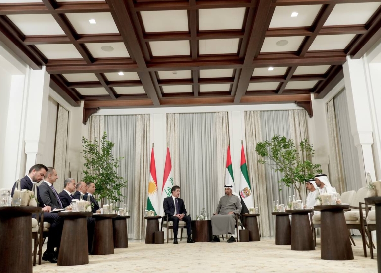 سه‌رۆك نێچيرڤان بارزانى له‌گه‌ڵ سه‌رۆك محه‌مه‌د بن زايد ئال نه‌هيان كۆبووه‌وه‌