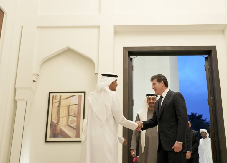 سه‌رۆك نێچيرڤان بارزانى له‌گه‌ڵ سه‌رۆك محه‌مه‌د بن زايد ئال نه‌هيان كۆبووه‌وه‌