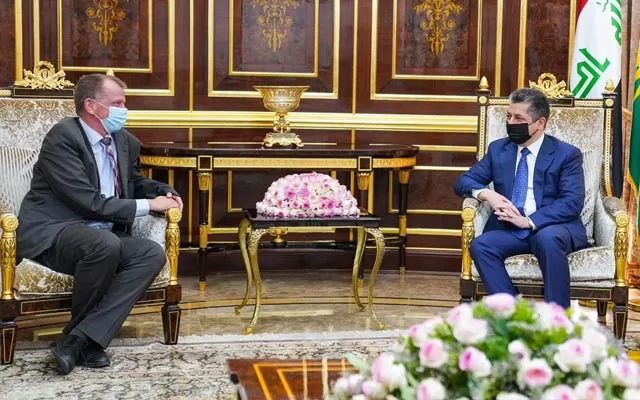 سەرۆکی حکومەتی هەرێمی کوردستان پێشوازی لە باڵیۆزی ئەڵمانیا لە عێراق دەکات