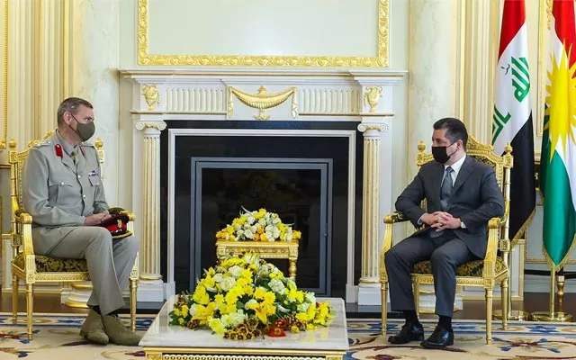 سەرۆکی حکومەتی هەرێمی کوردستان پێشوازی لە جێگری فەرماندەی گشتیی هێزەکانی هاوپەیمانان لە عێراق و سووریا دەکات