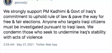 Amerîka piştîvaniya Mistefa Kazimî dike