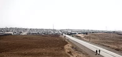 A fire burns hundreds of tents in a camp for displaced Yazidis in Iraq