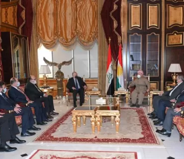 سەرۆک بارزانی پێشوازی لە سەرۆکی حزبی( للعراق متحدون) دەکات