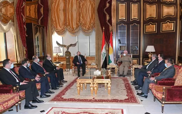 سەرۆک بارزانی پێشوازی لە سەرۆکی حزبی( للعراق متحدون) دەکات