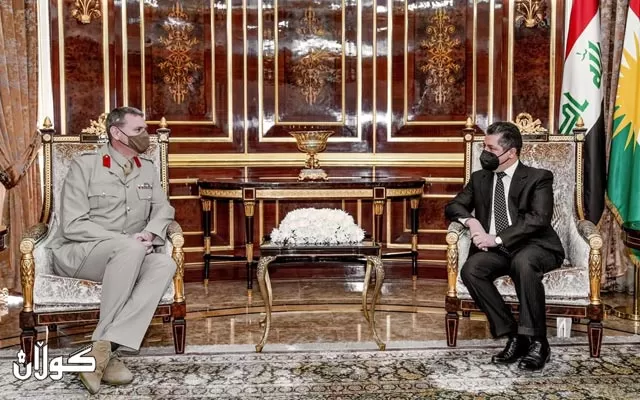 مەسرور بارزانی  سەرۆکی حکومەتی هەرێمی کوردستان پێشوازی لە جێگری فەرماندەی گشتیی هێزەکانی هاوپەیمانان لە عێراق و سووریا دەکات