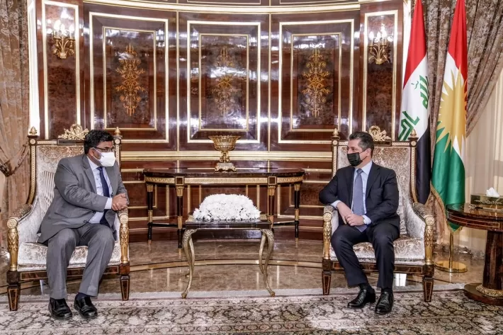 مسرور بارزاني يستقبل السفير الهندي لدى العراق