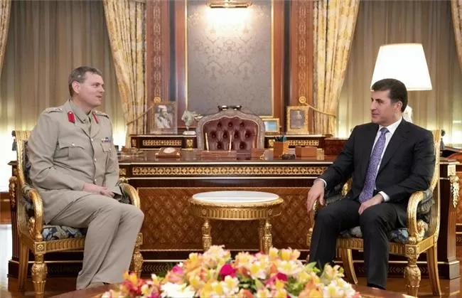 نێچيرڤان بارزاني يجتمع بوفد عسكري للتحالف الدولي