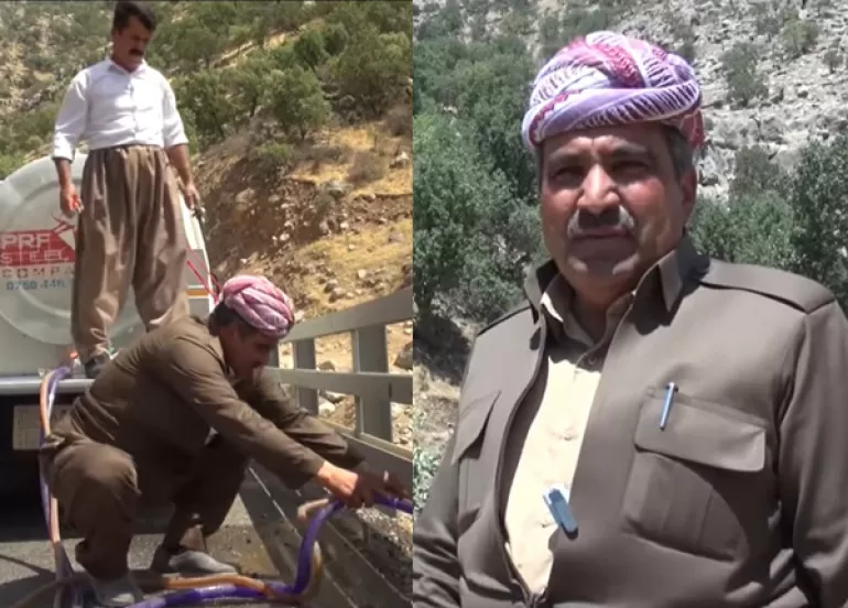 هاوڵاتییەك لە دەڤەری بارزان ئاوی خواردنەوە بۆ ئاژەڵە كێوییەكان دابین دەكات