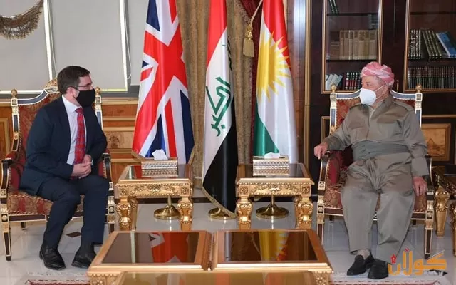 سەرۆک بارزانی پێشوازی لە باڵیۆزی بریتانیا لە عێراق دەکات