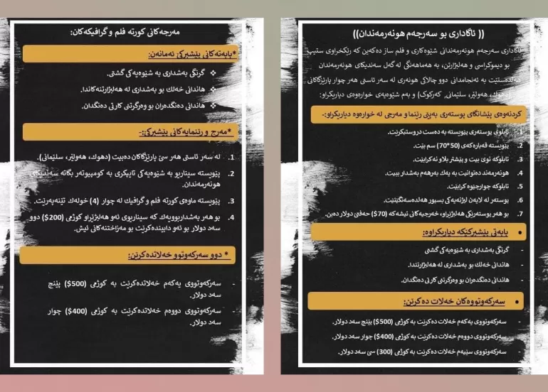 لە شاری هەولێر دوو چالاكی هونەری بەڕێوە دەچێت