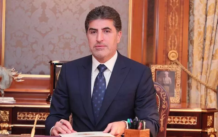 نيجيرفان بارزاني یعزي ٲمیر الكویت بوفاة شقيقته