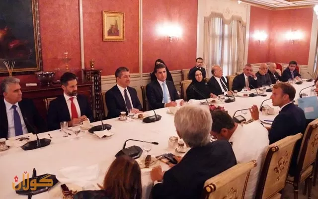 سەرۆکی حکومەتی هەرێمی کوردستان ، کێشەکانی نێوان هەرێم و حکومەتی فیدراڵی، لە گەڵ سەرۆکی فەڕەنسا تاووتوێ دەکات