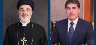 Nêçîrvan Barzanî pîrozbahiyê li Patriyark Mar Awayê Sêyem kir