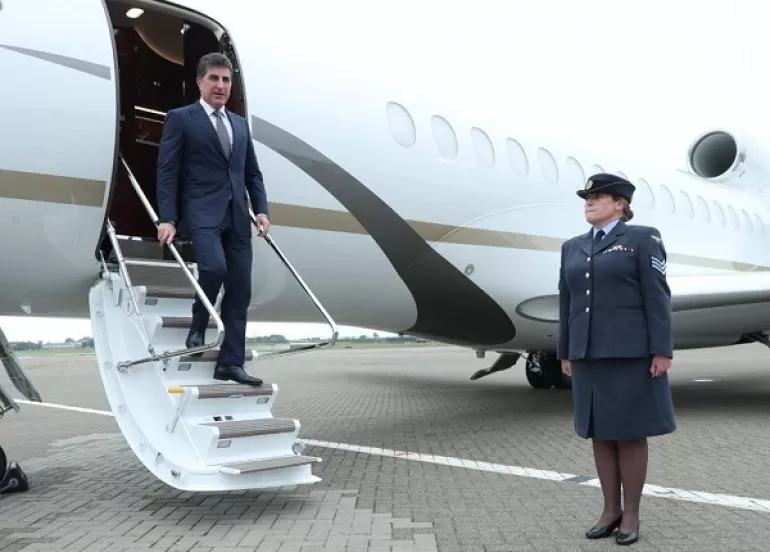 President Nechirvan Barzani arrives in London
