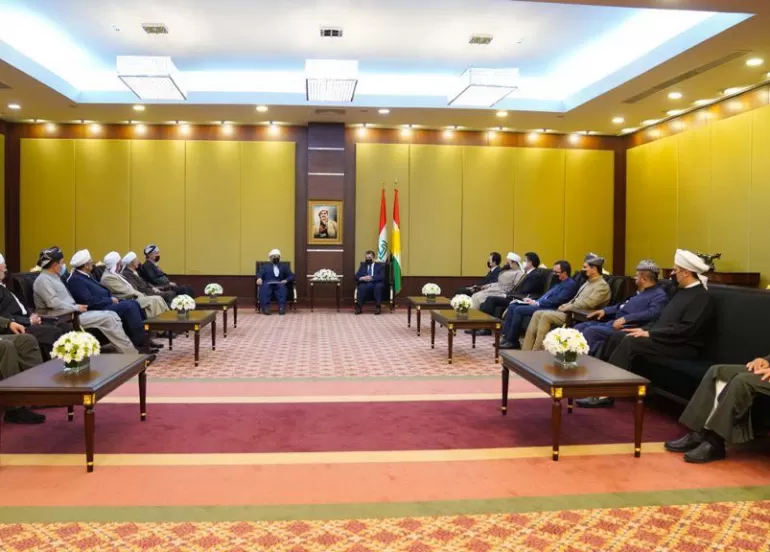 سەرۆکی حکومەتی هەرێمی کوردستان پێشوازی لە شاندێکی باڵای یەکێتیی زانایانی ئایینی ئیسلامی کوردستان دەکات