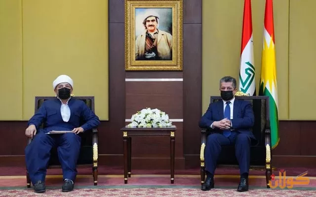 سەرۆکی حکومەتی هەرێمی کوردستان پێشوازی لە شاندێکی باڵای یەکێتیی زانایانی ئایینی ئیسلامی کوردستان دەکات