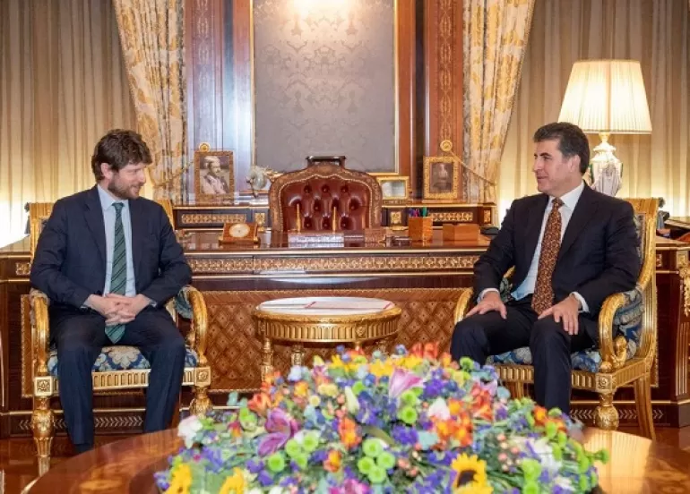 President Nechirvan Barzani and PM Masrour Barzani receive letters from President Emmanuel Macron