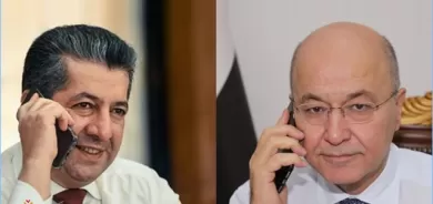 سەرۆکی حکومەتی هەرێمی کوردستان پەیوەندییەکی تەلەفۆنی لە سەرۆک کۆماری عێراق پێگەیشت