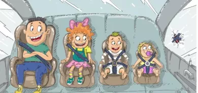 كاریكاتێرباس لە گرنگیی خۆ بەستنەوە لە نێو ئوتۆمبێلدا دەكات، كە