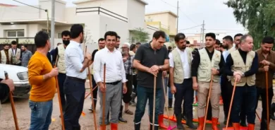 الشباب الديمقراطي الكوردستاني ينظم حملة لتنظيف آثار سيول أربيل