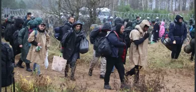 Wêneyên koçberên Kurd li ser sînorê Belarus û Polandê