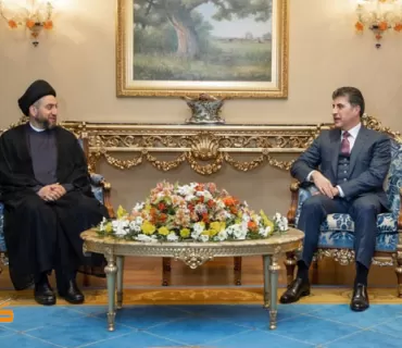 سه‌رۆك نێچيرڤان بارزانى و سه‌يد عه‌ممار ئه‌لحه‌كيم، دۆخى عيراق تاوتوێ ده‌كه‌ن