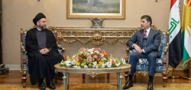 سه‌رۆك نێچيرڤان بارزانى و سه‌يد عه‌ممار ئه‌لحه‌كيم، دۆخى عيراق تاوتوێ ده‌كه‌ن