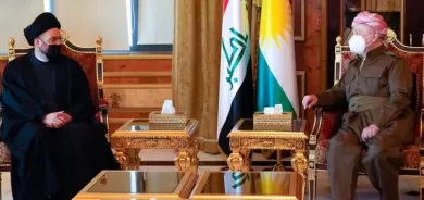 الحكيم خلال لقائه الرئيس مسعود بارزاني: دعونا إلى تطمين الجهات المعترضة على النتائج والتهدئة والحوار