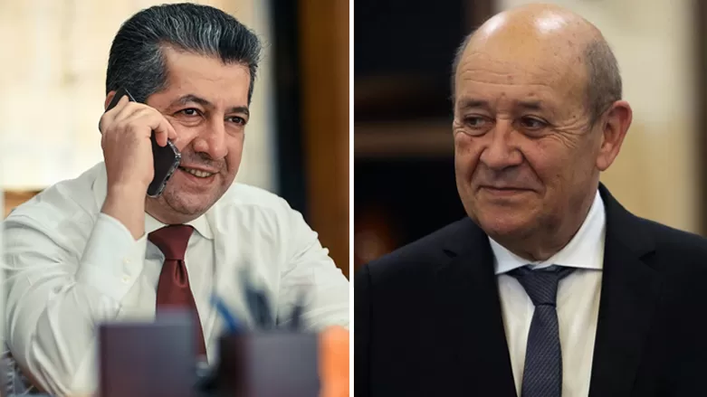 رئيس حکومة إقليم كوردستان يتلقى إتصالا هاتفيا من وزير الخارجية الفرنسي