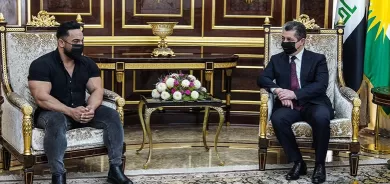 رئيس حكومة إقليم كوردستان يستقبل بطل آسيا لكمال الأجسام