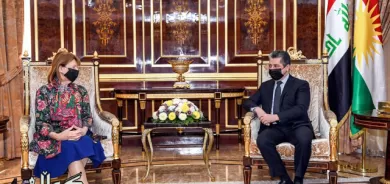 سەرۆکی حکومەتی هەرێمی کوردستان پێشوازی لە سەرۆکی ئەنجومەنی بارزگانیی بەریتانی - عێراقی دەکات