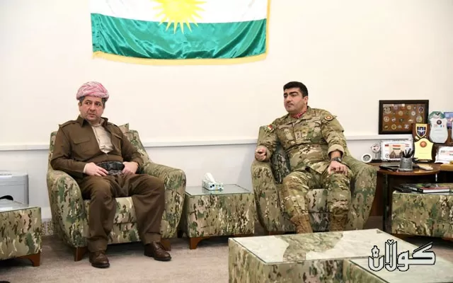 مه‌سرور بارزانی له‌ مه‌خموور هێڵی پێشه‌وه‌ی به‌رگری پێشمه‌رگه‌ به‌سه‌رده‌كاته‌وه‌