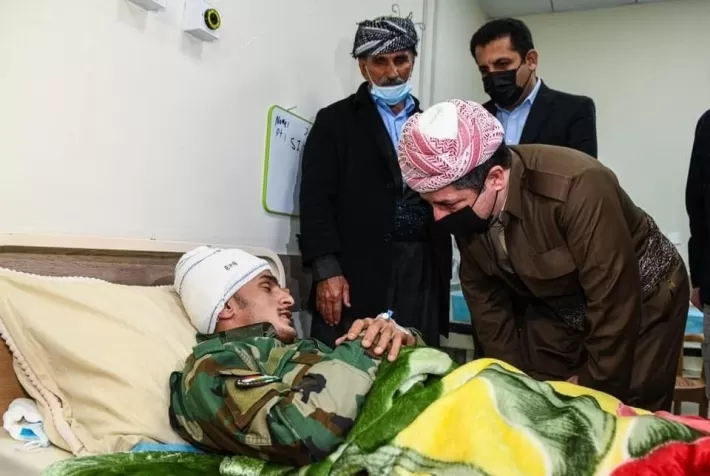 Mesrûr Barzanî serdana birîndarên êrîşa terorîstên DAIŞê kir