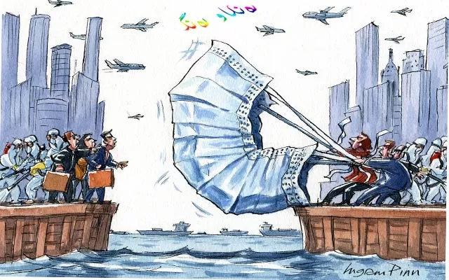 كاریكاتێر لەم كاریكاتێرەدا، باس لە دوبەرەیی خەڵكی جیهان دەكەن