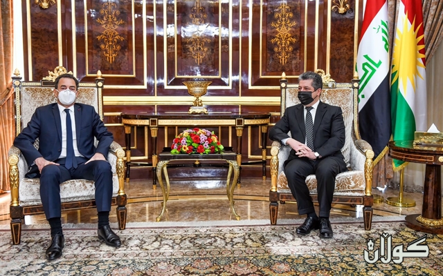 سەرۆکی حکومەتی هەرێمی کوردستان پێشوازی لە باڵیۆزی فەرەنسا لە عێراق دەکات