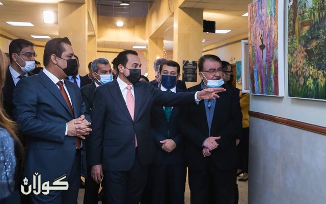 بەئامادەبوونى پارێزگارى هەولێر وەزیرى پەروەردە، پێشانگایەکى شێوەکارى هاوبەش کرایەوە