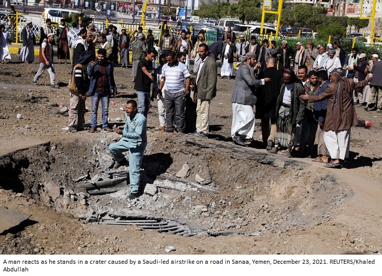 Saudi coalition says it strikes military camp in Sanaa, Houthis say bombs hit prison