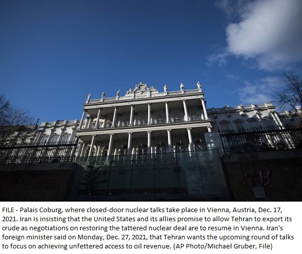 Iran insists on crude exports as Vienna nuclear talks resume