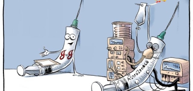 كاریكاتێر باس لە كاریگەری ڤاكسینەكان دەكات