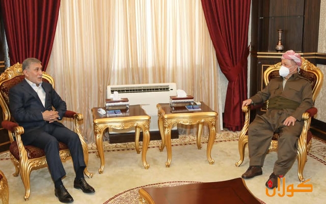 سەرۆک بارزانی پێشوازی لە عزەت شابەندەر دەکات