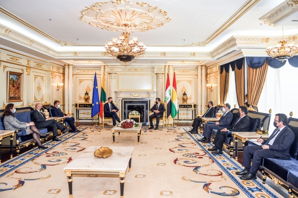 سەرۆکی حکومەتی هەرێمی کوردستان پێشوازی لە وەزیری دەرەوەی لێتوانیا دەکات