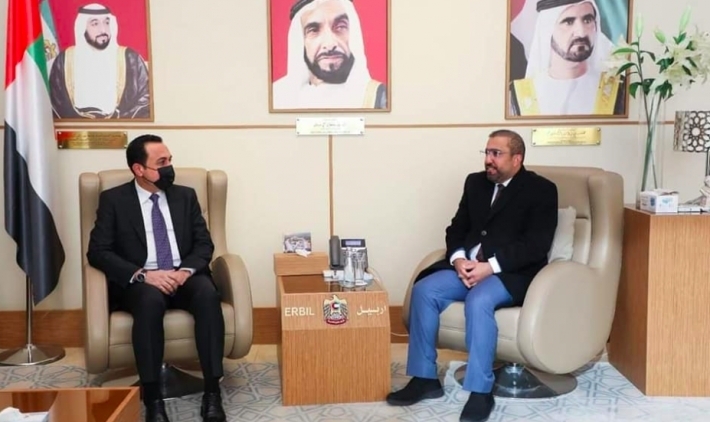 محافظ أربيل ينقل رسالة مواساة من مسرور بارزاني إلى القنصل الإماراتي