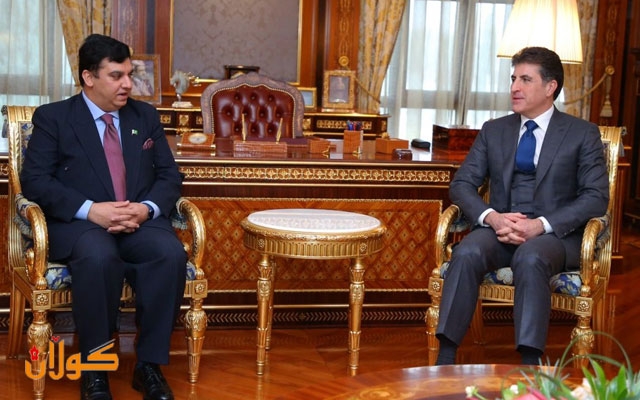 سه‌رۆكى هه‌رێمى كوردستان پێشوازى له‌ باڵيۆزى پاكستان كرد